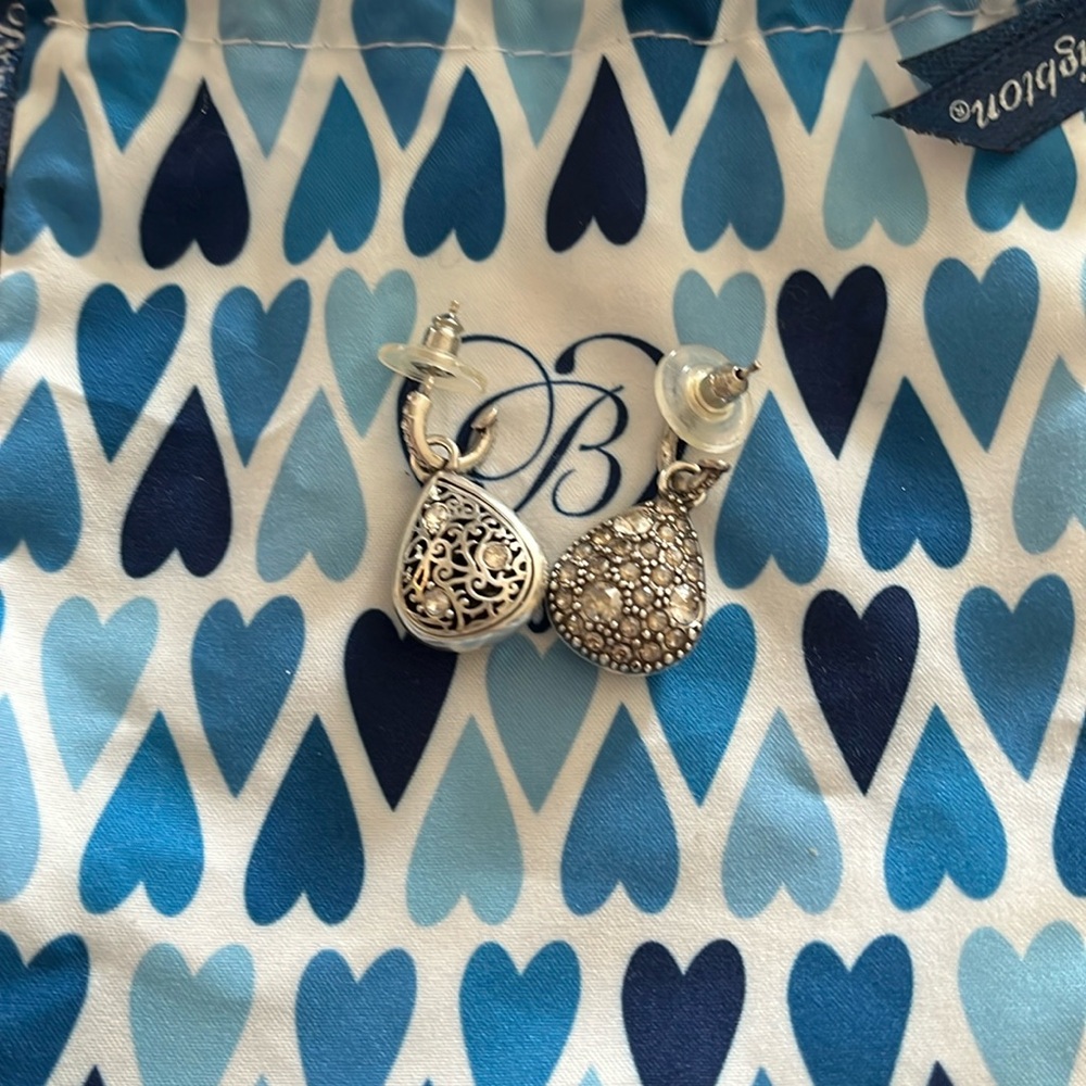 Brighton 3 in 1 silver tone and crystal tone earrings